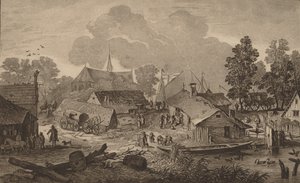 Dorp met Vijver, ca. 1782 door Cornelis Brouwer