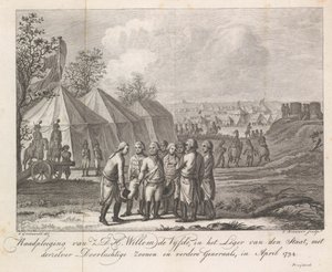 Willem V met zijn zonen in het legerkamp, 1794 door Cornelis Brouwer