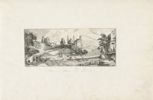 Rivierlandschap met twee vrouwen op een brug door Cornelis Claesz van Wieringen (possibly)