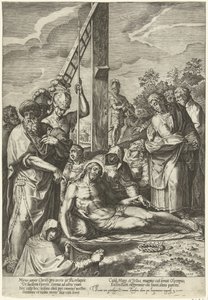 Bewening van Christus onder het kruis door Cornelis Cort