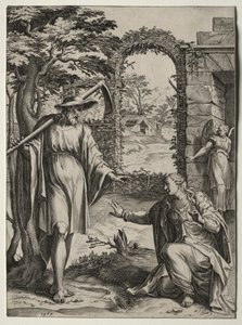 Christus verschijnt aan Maria Magdalena door Cornelis Cort