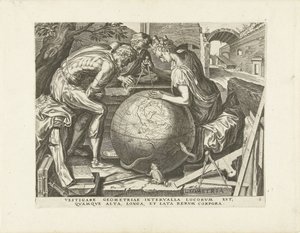 Geometria (De zeven vrije kunsten) door Cornelis Cort