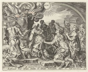 Het offer van Noach door Cornelis Cort