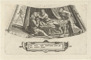 Jakob krijgt de vaderlijke zegen van Isaak door Cornelis Cort