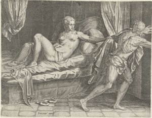 Jozef en de vrouw van Potifar door Cornelis Cort
