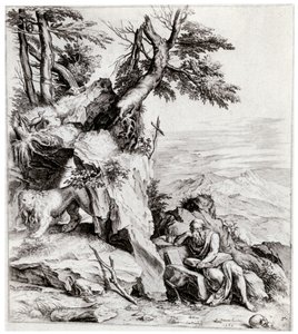 Landschap met Sint Hiëronymus door Cornelis Cort