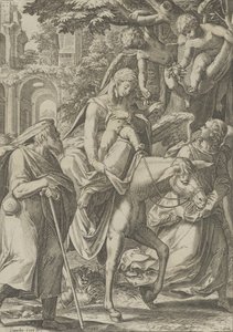 De vlucht naar Egypte door Cornelis Cort