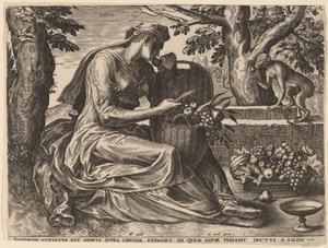 Gustus door Cornelis Cort after Frans Floris I