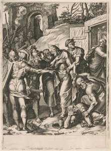 Het verraad van Christus door Cornelis Cort, after Girolamo Muziano