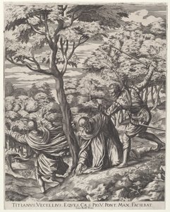 De Moord op Sint Petrus Martyr door Cornelis Cort, after Titian