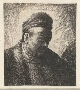 Baardloze man in een bontjas en muts: buste door Cornelis Danckerts (I) (workshop of)