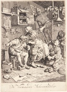 Een schoenmaker door Cornelis Dusart