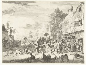 Grote dorpskermis door Cornelis Dusart