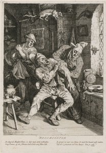 Genezer, blad 2 van een reeks met drie genrestukken door Cornelis Dusart