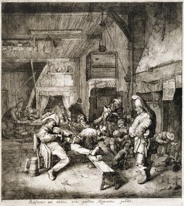 De violist zittend in de herberg door Cornelis Dusart