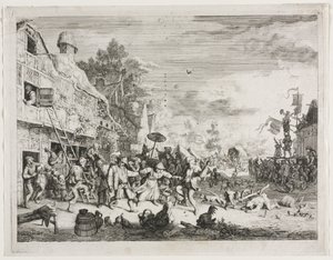 Dorpsfeest door Cornelis Dusart