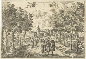 Wandelaars en een kasteel
