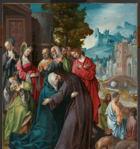 Christus neemt afscheid van zijn moeder door Cornelis Engebrechtsz
