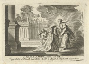 Maria geeft een lelietak aan de H. Maria Magdalena de Pazzi door Cornelis Galle (I)