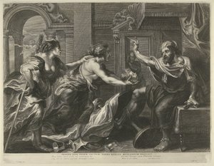 Prokne toont Tereus het hoofd van zijn zoon Itys door Cornelis Galle (I)