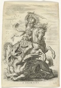 H. Joris vecht tegen de draak door Cornelis Galle (II)