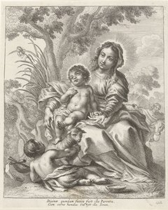 Heilige Familie met Johannes de Doper als kind door Cornelis Galle (II)