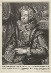 Portret van Maria Anna van Oostenrijk, vrouw van keizer Ferdinand III door Cornelis Galle (II)