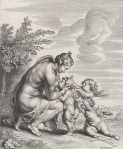 Venus voedt drie Cupido