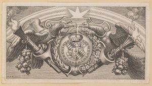 Vignet voor Titelpagina van Balthasar Cordier, Catena Patrum Graecorum in Sanctum Ioannem door Cornelis Galle I after Sir Peter Paul Rubens