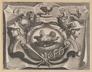 Vignet voor de Titelpagina van Martinus Bonacina, Opera Omnia door Cornelis Galle I after Sir Peter Paul Rubens
