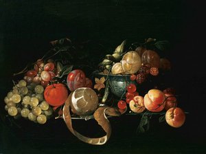 Stilleven met fruit door Cornelis de Heem