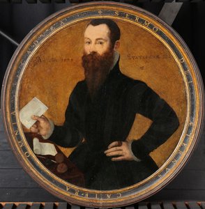 Portret van Adam Wachendorff, met een putto die bellen blaast
