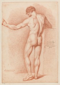 Staand mannelijk naakt, op de rug gezien (2e prijs 1813) door Cornelis Kruseman