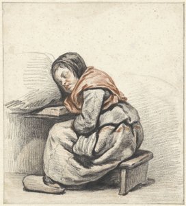 Studie van een slapend meisje door Cornelis Kruseman