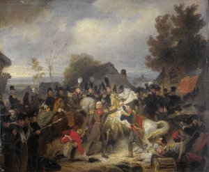 De Prins van Oranje wisselt zijn gewonde paard tijdens het gevecht bij Boutersem door Cornelis Kruseman