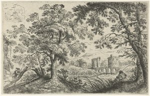 Landschap met een visser