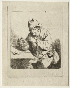 Boer die zijn pijp aansteekt, midden 1600s