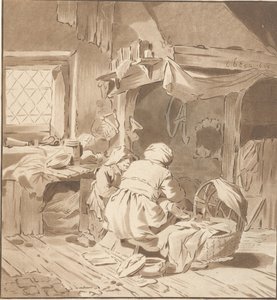 Boereninterieur met twee vrouwen