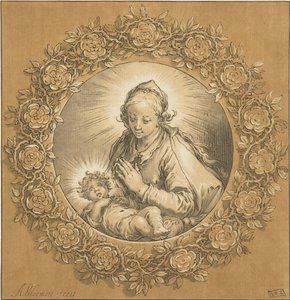 Maria met Christuskind door Cornelis Ploos van Amstel (signed by artist)
