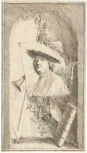 Zelfportret van Cornelis Ploos van Amstel door Cornelis Ploos van Amstel (signed by artist)