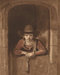 Jongen leunend over een lagere deur, 1763, gepubliceerd 1765 door Cornelis Ploos van Amstel