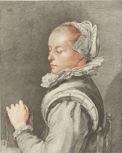 Portret van een jonge vrouw door Cornelis Ploos van Amstel