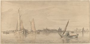 Rivier met stad door Cornelis Ploos van Amstel