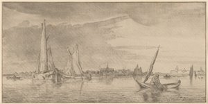 Rivier met Stad door Cornelis Ploos van Amstel
