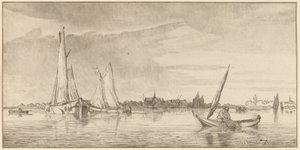 Rivier met Stad door Cornelis Ploos van Amstel