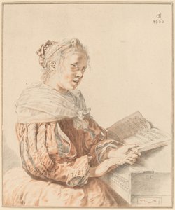 Jong Meisje aan het Klavier door Cornelis Ploos van Amstel