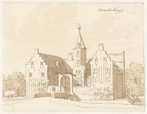 Kasteel Drakenburg bij Baarn door Cornelis Pronk (possibly)