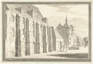 Gezicht op de kerk en het huis te Ootmarsum