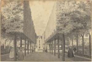 Dames en heren genieten van een Nederlandse tuin door Cornelis Pronk