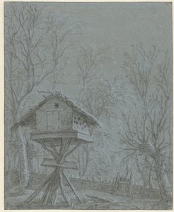 Duiventil tussen geboomte door Cornelis Saftleven (possibly)